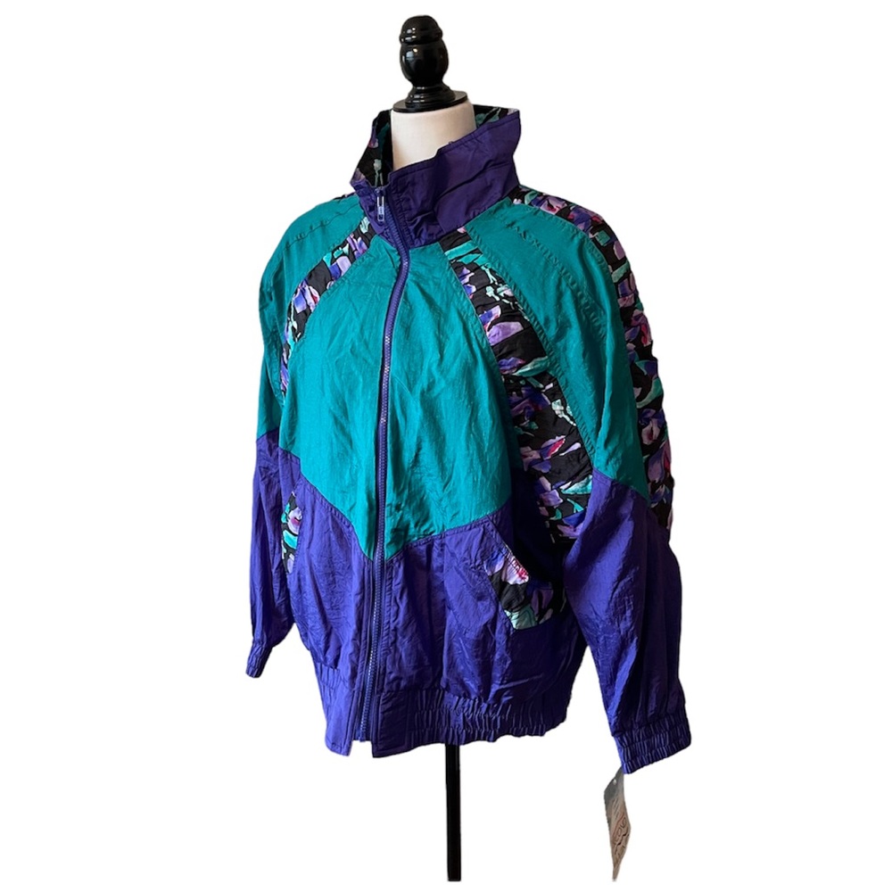90s Vintage Green Purple windbreaker jacket pants color block